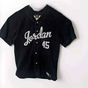 Vintage Air Jordan Y2k Jumpman  IX  Men's Black #45 Baseball Jersey Size XL